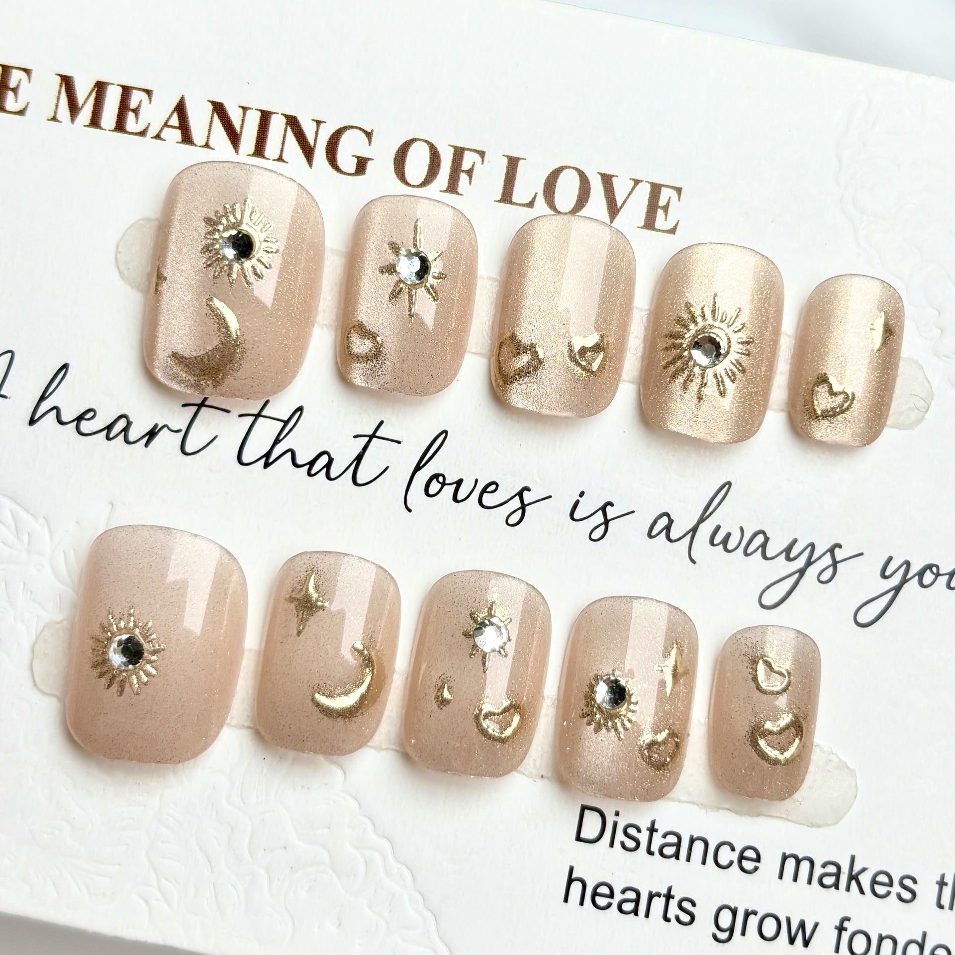 Moon & Star River Cat Eye（Handmade press on nails）/10Pcs Square Nails