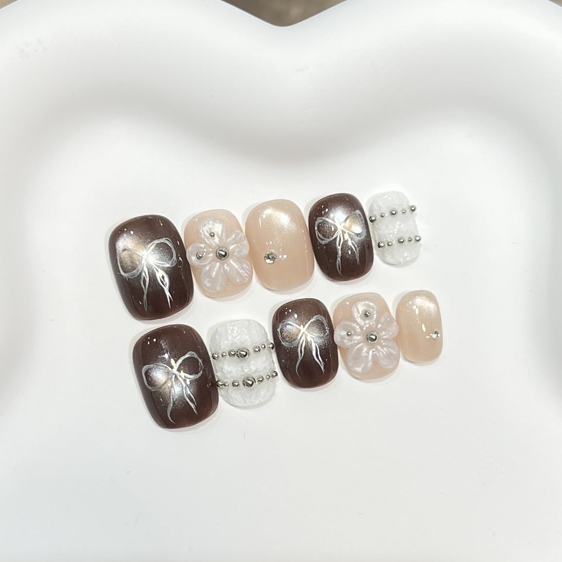 Butterfly Carved Cat Eye（Handmade press on nails）/10Pcs Square Nails