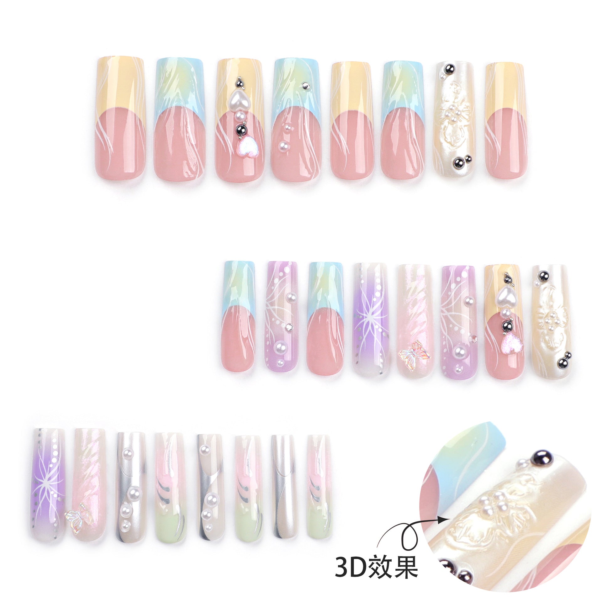 Macaron（Handmade press on nails）/24Pcs Coffin Nails