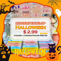 【HALLOWEEN-MYSTERY ENVELOP 】$2.99 1 Envelop=1 Random Halloween Nails Set（10pcs）